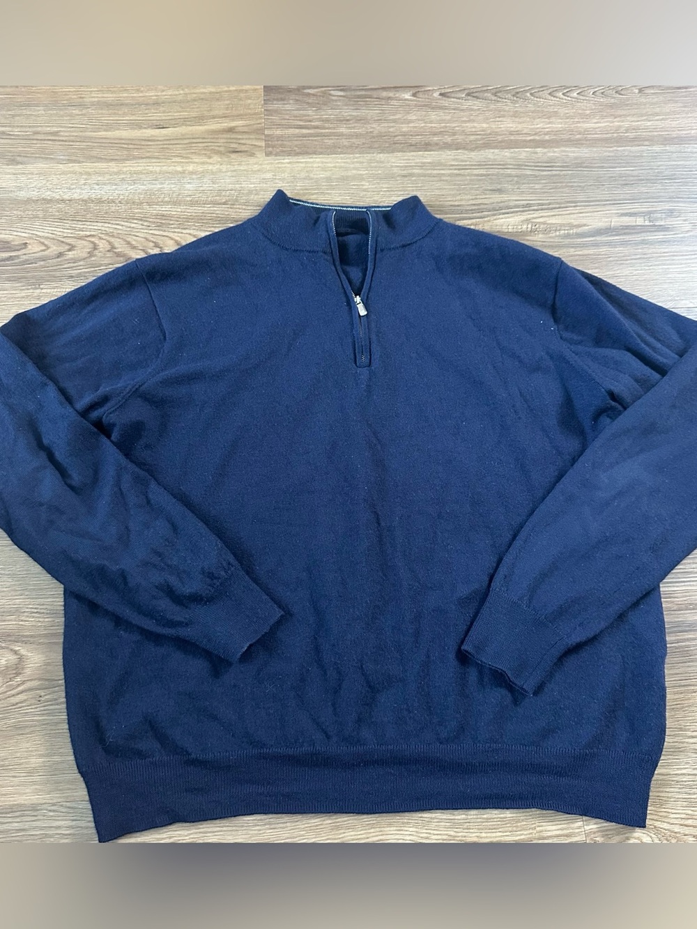 Peter Millar Autumn Crest 1/4 Zip Sweater Large Blue Pullover Merino Wool Blend